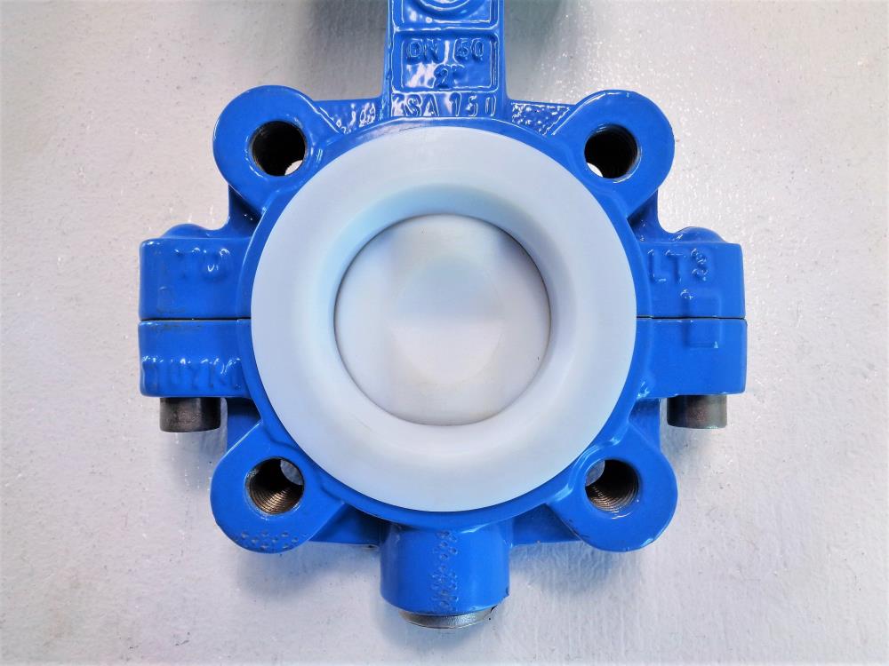 Ebro Armaturen 2" 150# Butterfly Valve, Carbon Steel, PTFE, # T214-A w/ Actuator